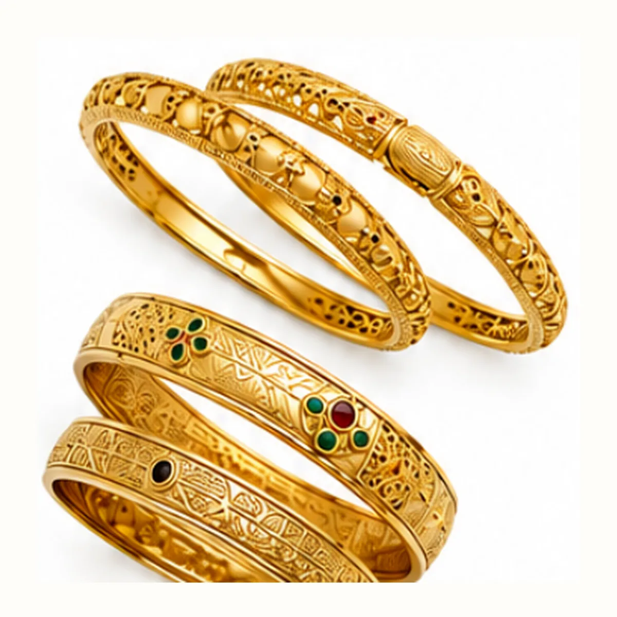 TRG Traditional Engraved Gold Bangles